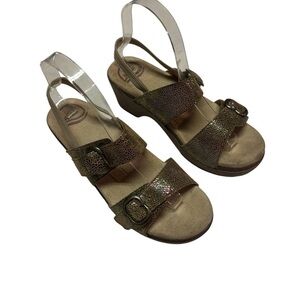 Dansko Sonnet Metallic and Tan Sandals Gold sandals womens size 39